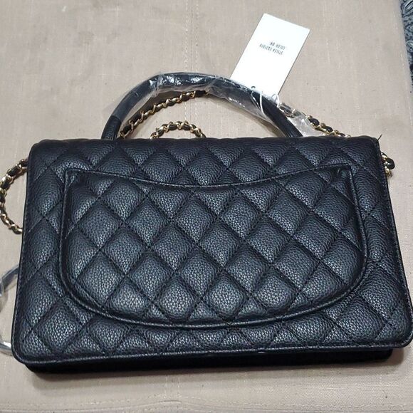 GRACE ELIZABETH Black Handbag Cross Body Purse / Gold Metal Cross Body Strap New - Picture 2 of 9